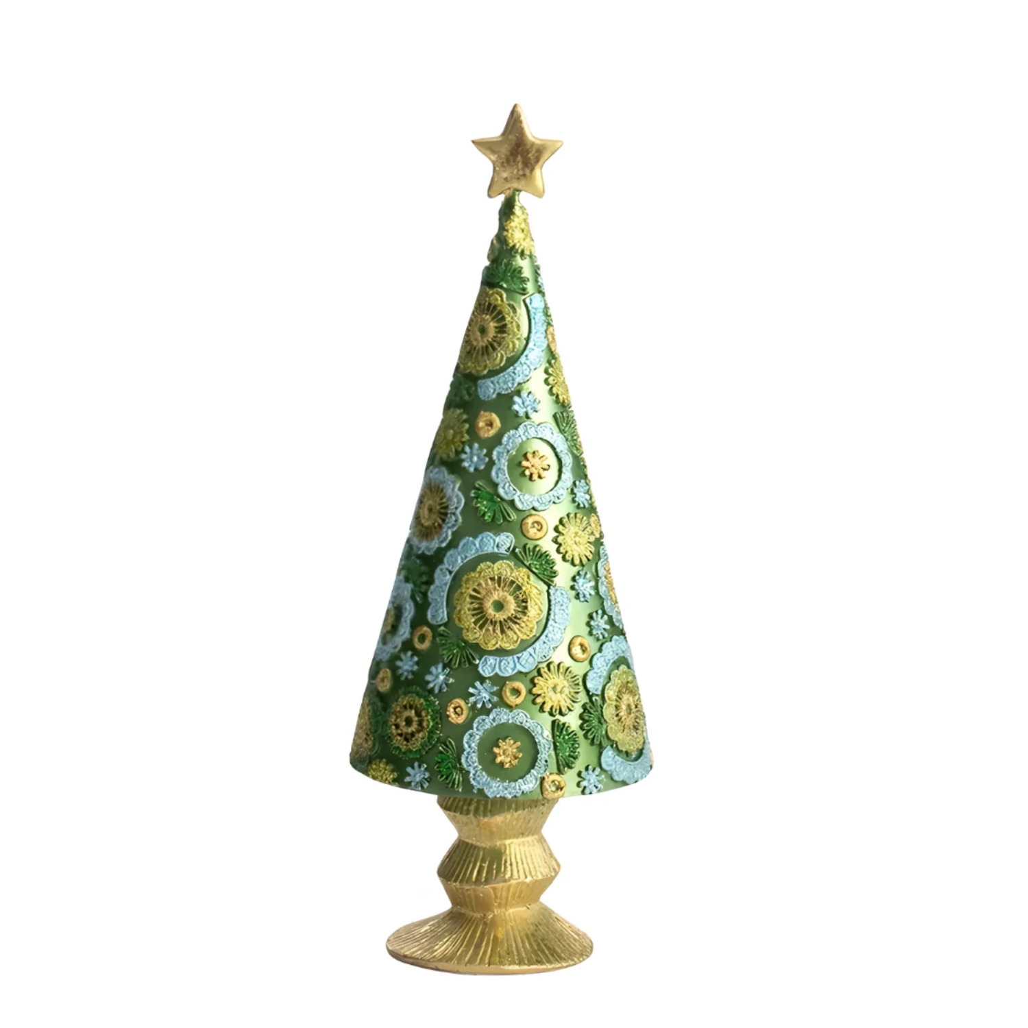 Blossom Cone Decorative Tree with Star in Evergreen