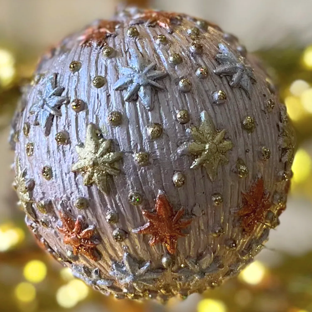 Beaded Petals Holiday Ornament in Champagne Rose