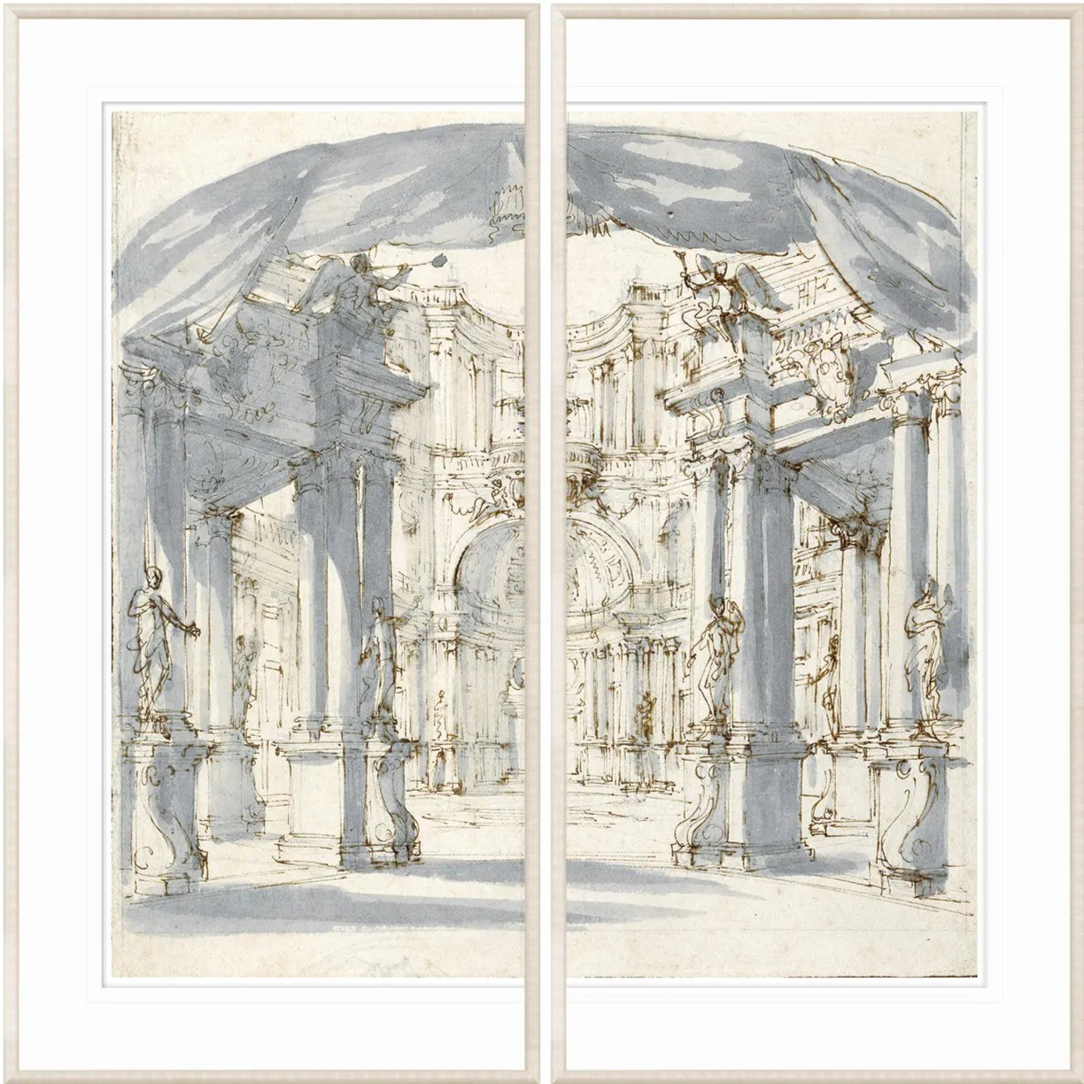 Home Smith 1713 Courtyard Stage Set Art Print Diptych Celadon Art