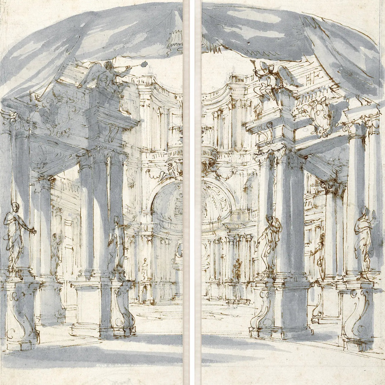 Home Smith 1713 Courtyard Stage Set Art Print Diptych Celadon Art