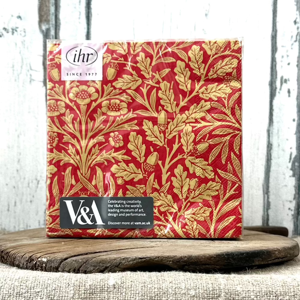 Holiday Acorn napkins in red and gold at Home Smith