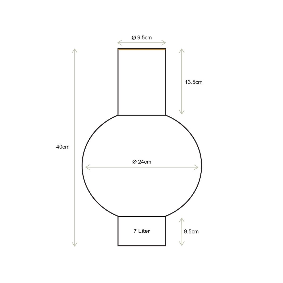 Measurement diagram of a cylindrical container with dimensions labeled.
