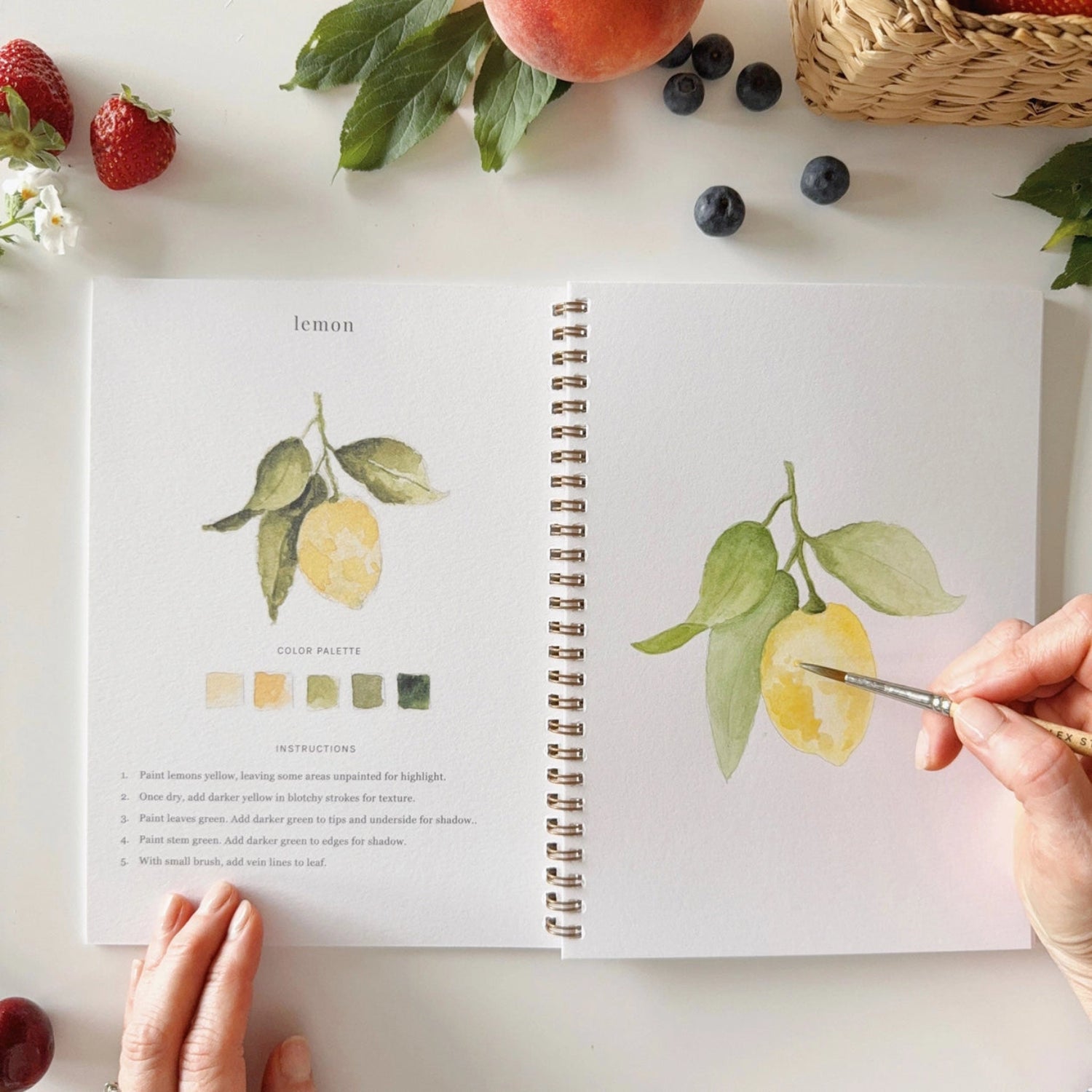 lemon illustration from watercolour workbook
