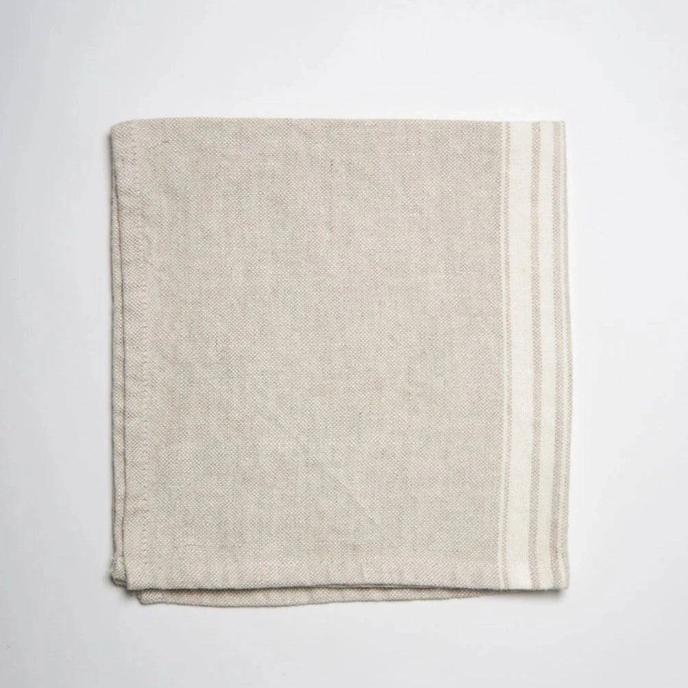 Natural Linen Napkin with white stripes at Home Smith