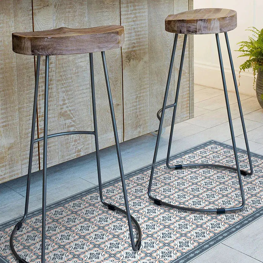 Home Smith Adama Amnita Vinyl Rug in Blue Adama Vinyl Mats