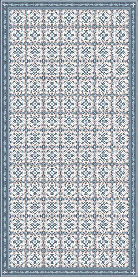 Home Smith Adama Amnita Vinyl Rug in Blue Adama Vinyl Mats