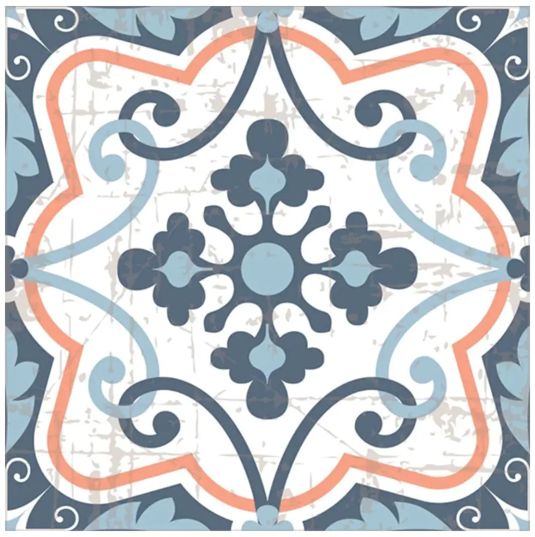 Home Smith Adama Amnita Vinyl Rug in Blue Adama Vinyl Mats