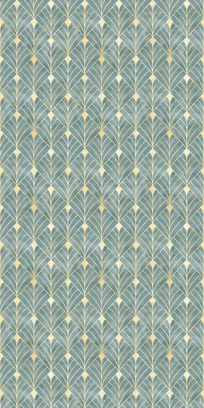Home Smith Adama ArtDeco Vinyl Rug in Green Adama Vinyl Mats
