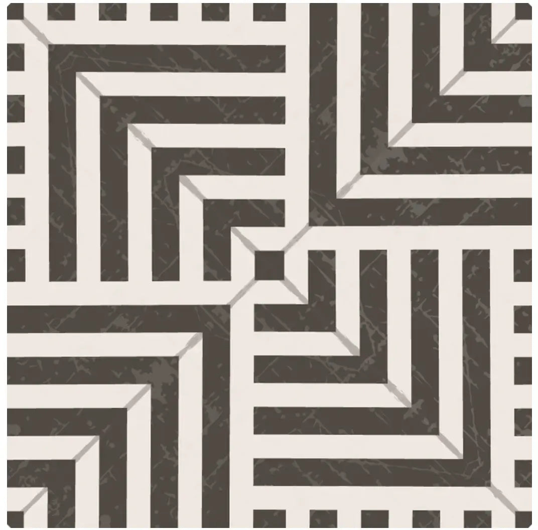 Home Smith Adama Kites Vinyl Rug in Black and White Adama Vinyl Mats