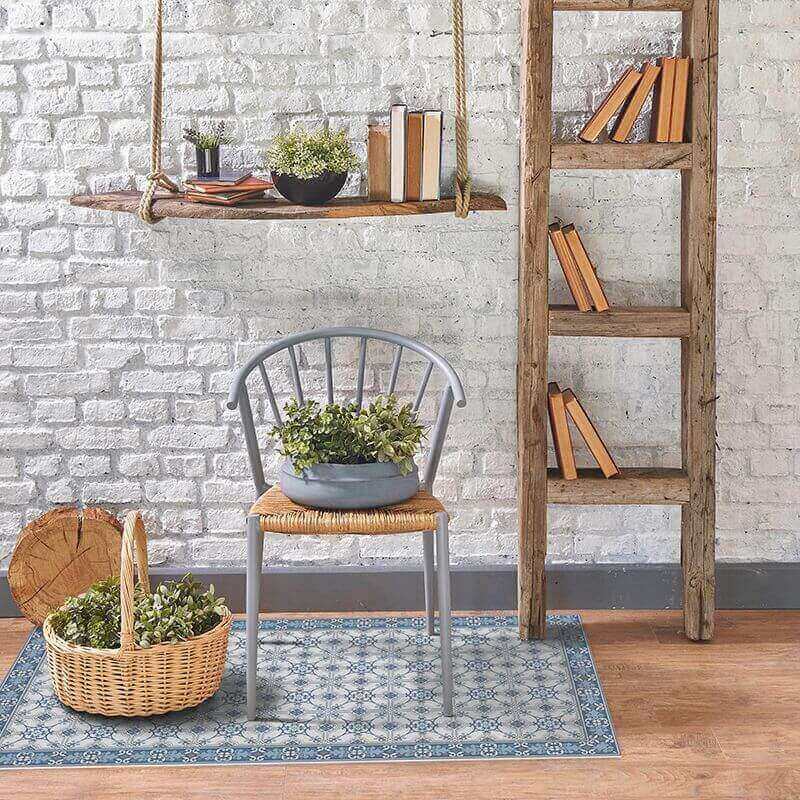 Home Smith Adama Laia Vinyl Rug in Blue Adama Vinyl Mats