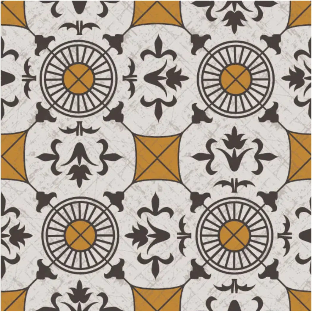 Home Smith Adama Land Vinyl Rug in Yellow and Black Adama Vinyl Mats