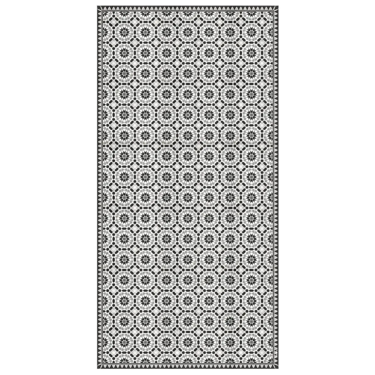 Home Smith Adama Mezquita Vinyl Rug in Black and White Adama Vinyl Mats