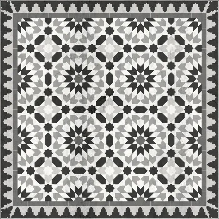 Home Smith Adama Mezquita Vinyl Rug in Black and White Adama Vinyl Mats