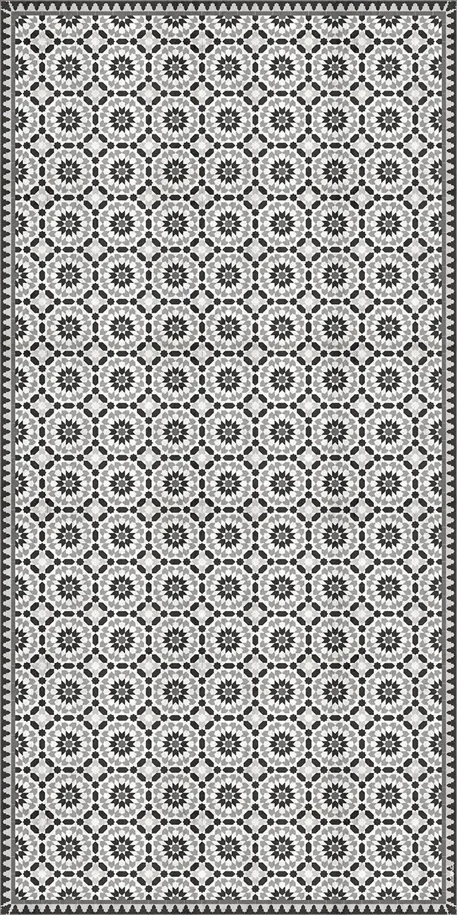 Home Smith Adama Mezquita Vinyl Rug in Black and White Adama Vinyl Mats