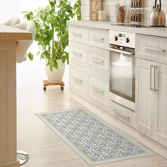 Home Smith Adama Rumi Vinyl Rug in Blue Adama Vinyl Mats