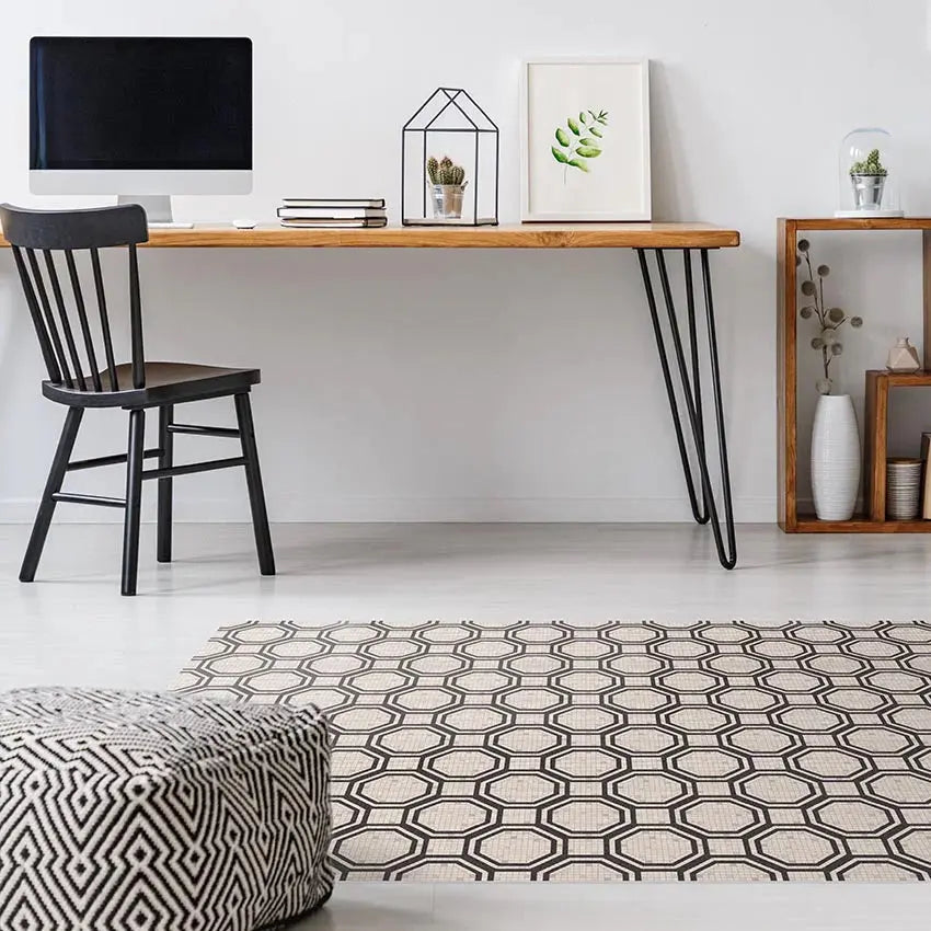 Home Smith Adama Scape Vinyl Rug in Black Adama Vinyl Mats