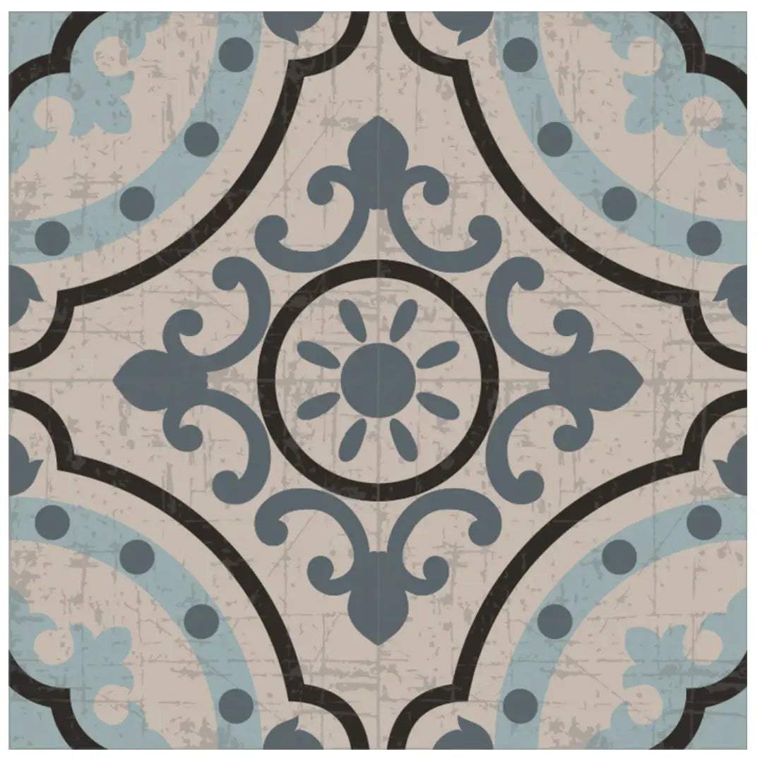 Home Smith Adama Tria Vinyl Rug in Light Blue Adama Vinyl Mats