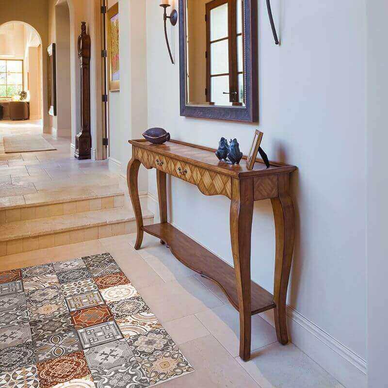 Home Smith Adama Vintage Vinyl Rug in Brown Adama Vinyl Mats