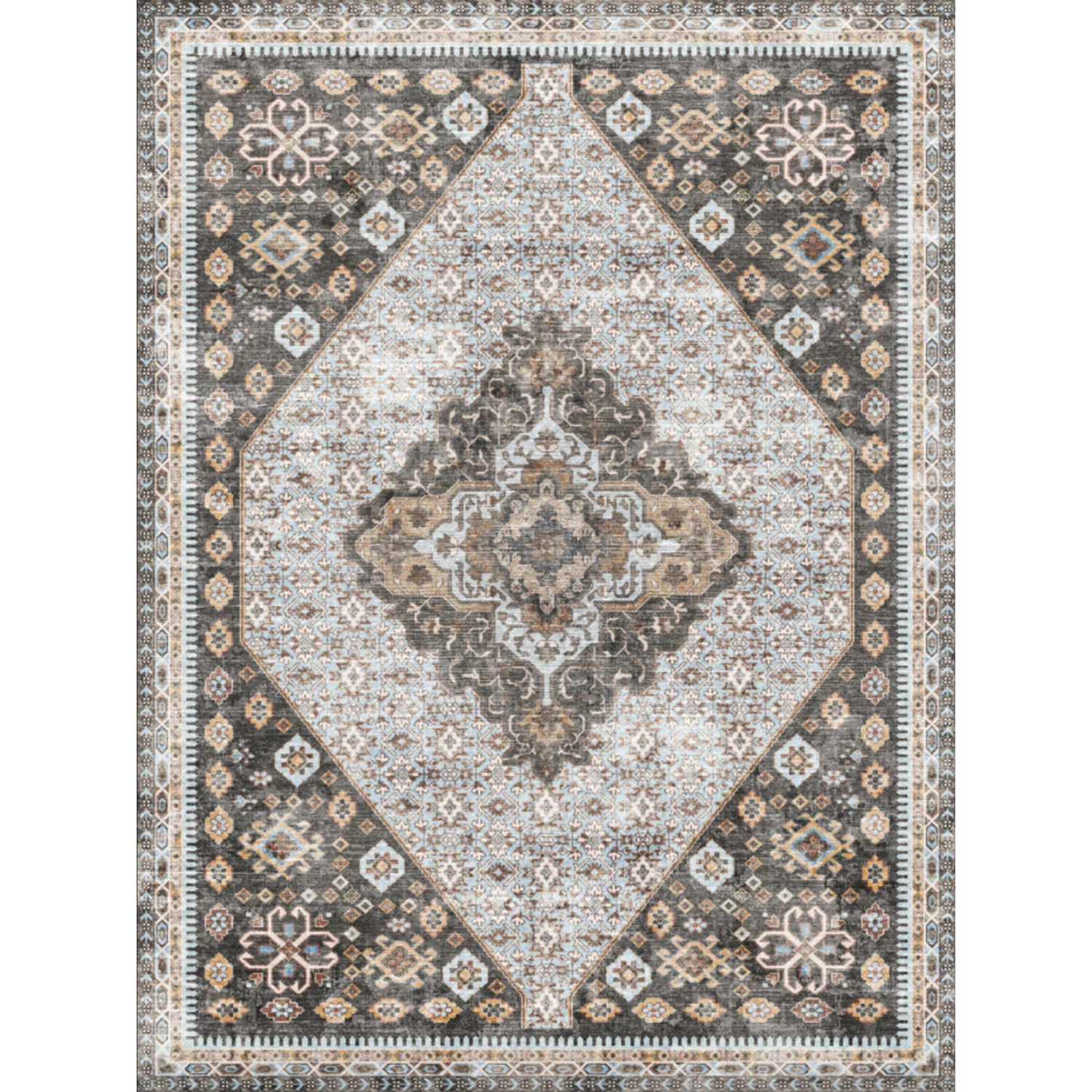 Adama Jonathan Vinyl Rug in Dark Brown at Home Smith