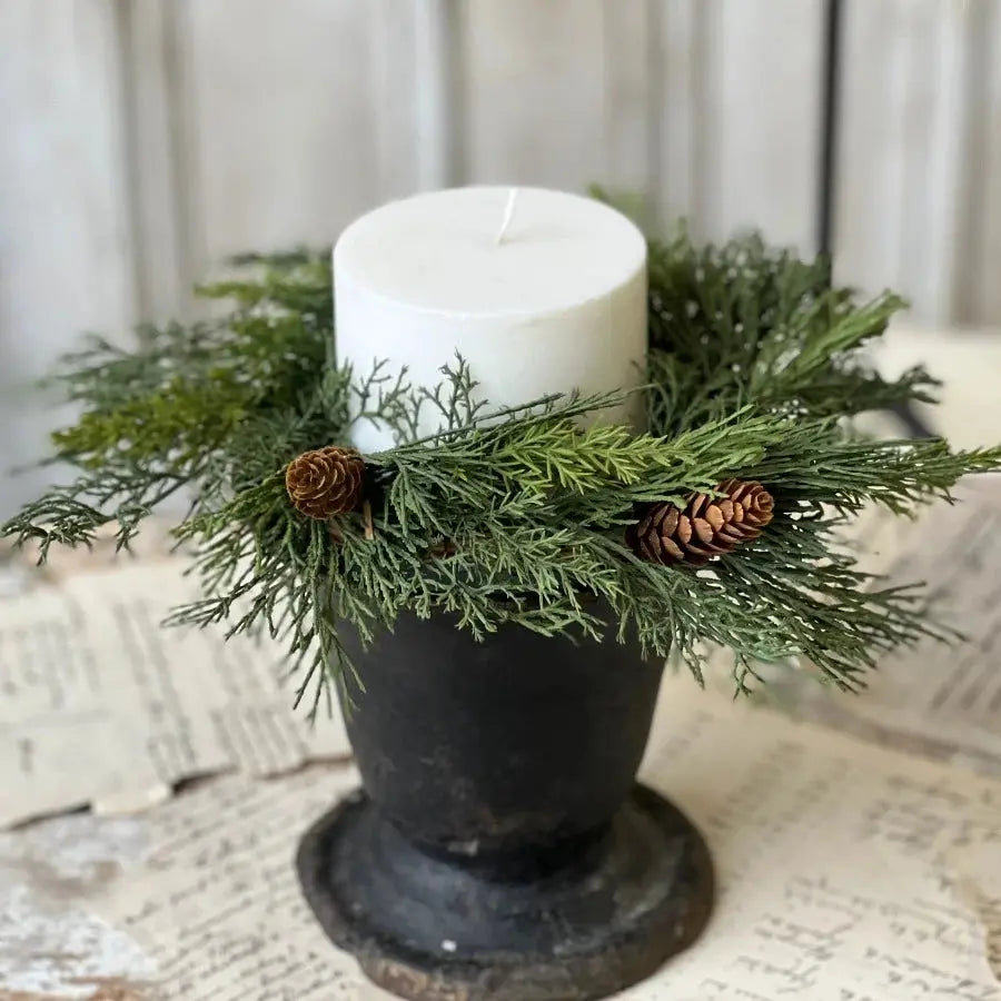 Home Smith Advent Greens Mini Wreath / Candle Ring Lancaster Home Holiday Wreaths