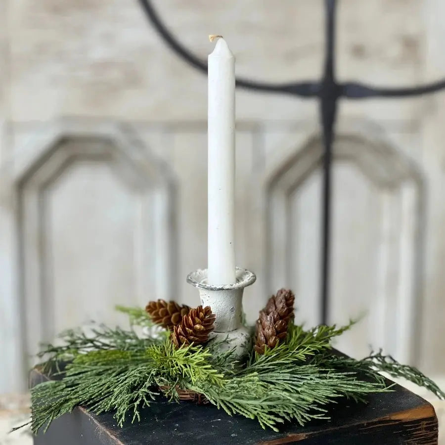 Home Smith Advent Greens Mini Wreath | Taper Candle Ring Lancaster Home Holiday Wreaths