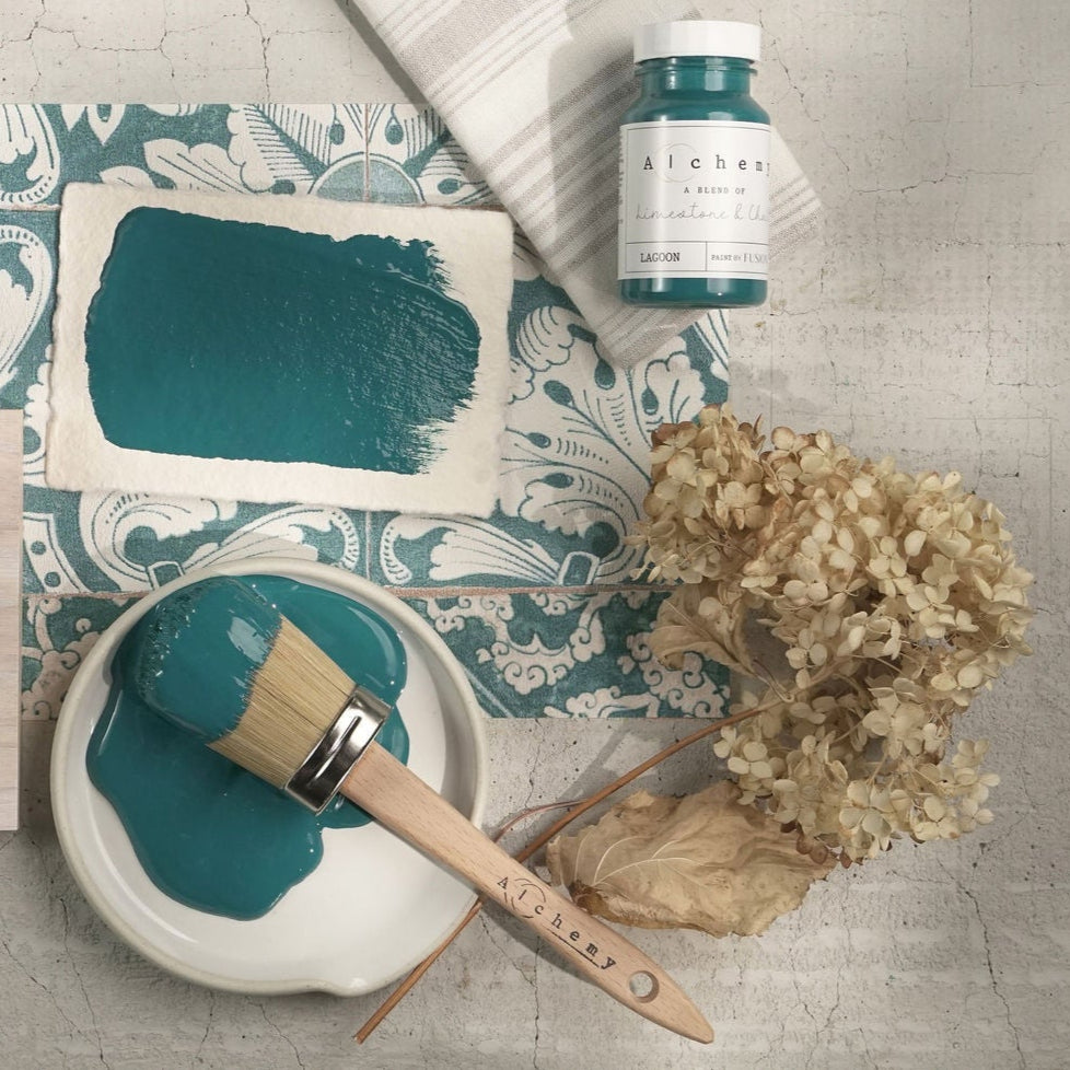 Alchemy Limestone and Chalk Furniture Paint by Fusion in Lagoon at Home Smith
