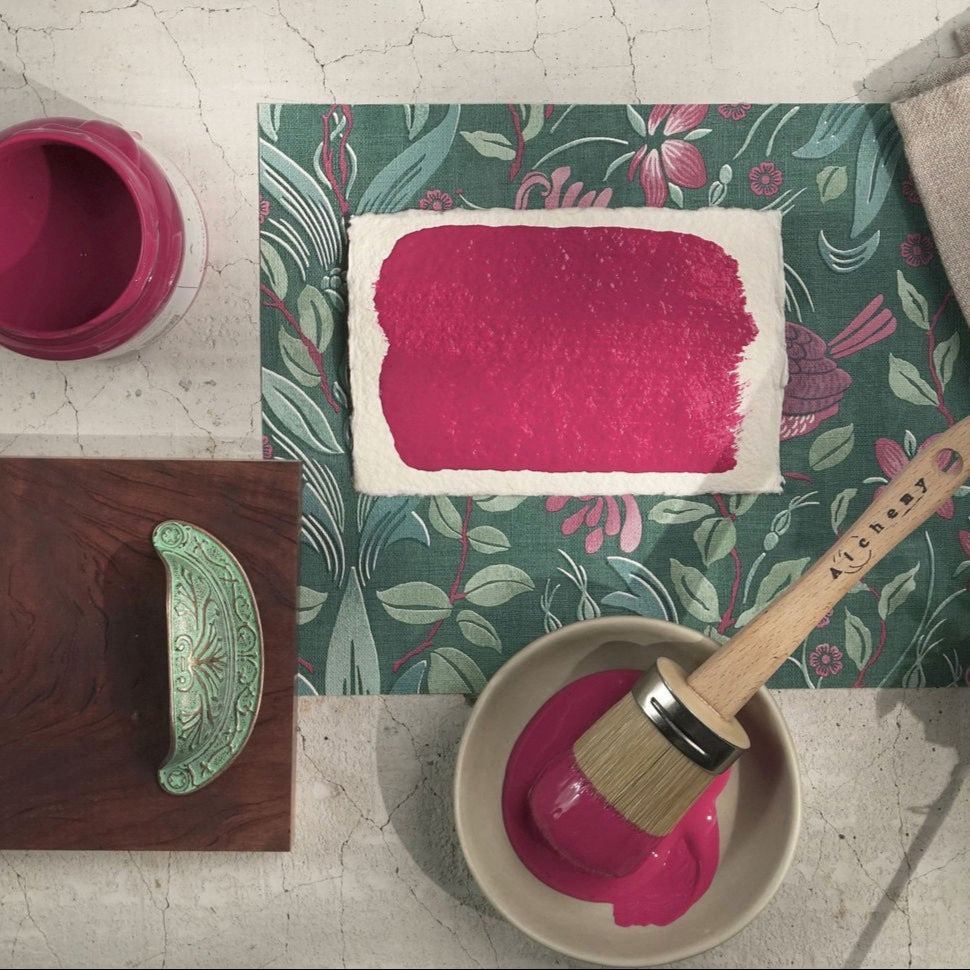 Alchemy Limestone and Chalk Furniture Paint by Fusion in Raspberry at Home Smith