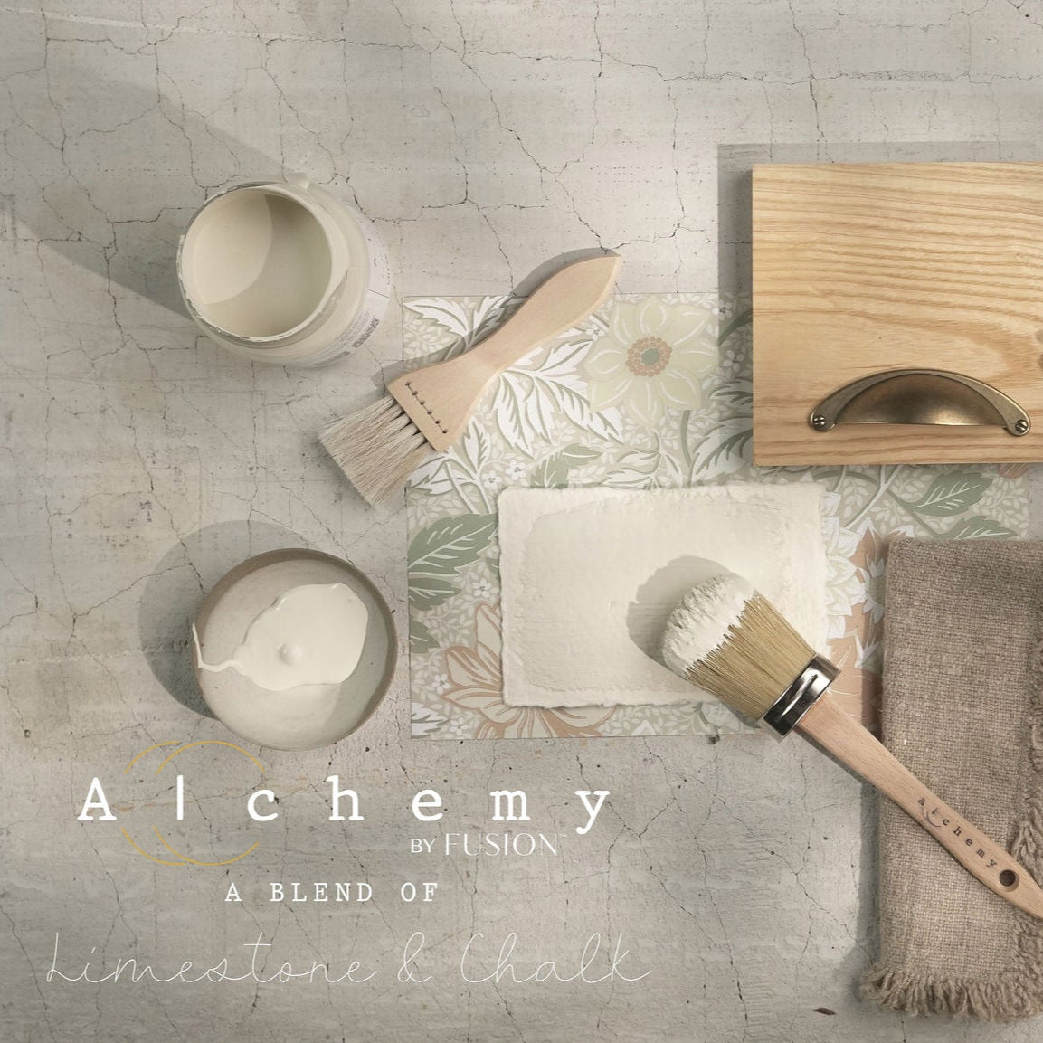 Alchemy Limestone and Chalk Furniture Paint by Fusion in White Oak at Home Smith