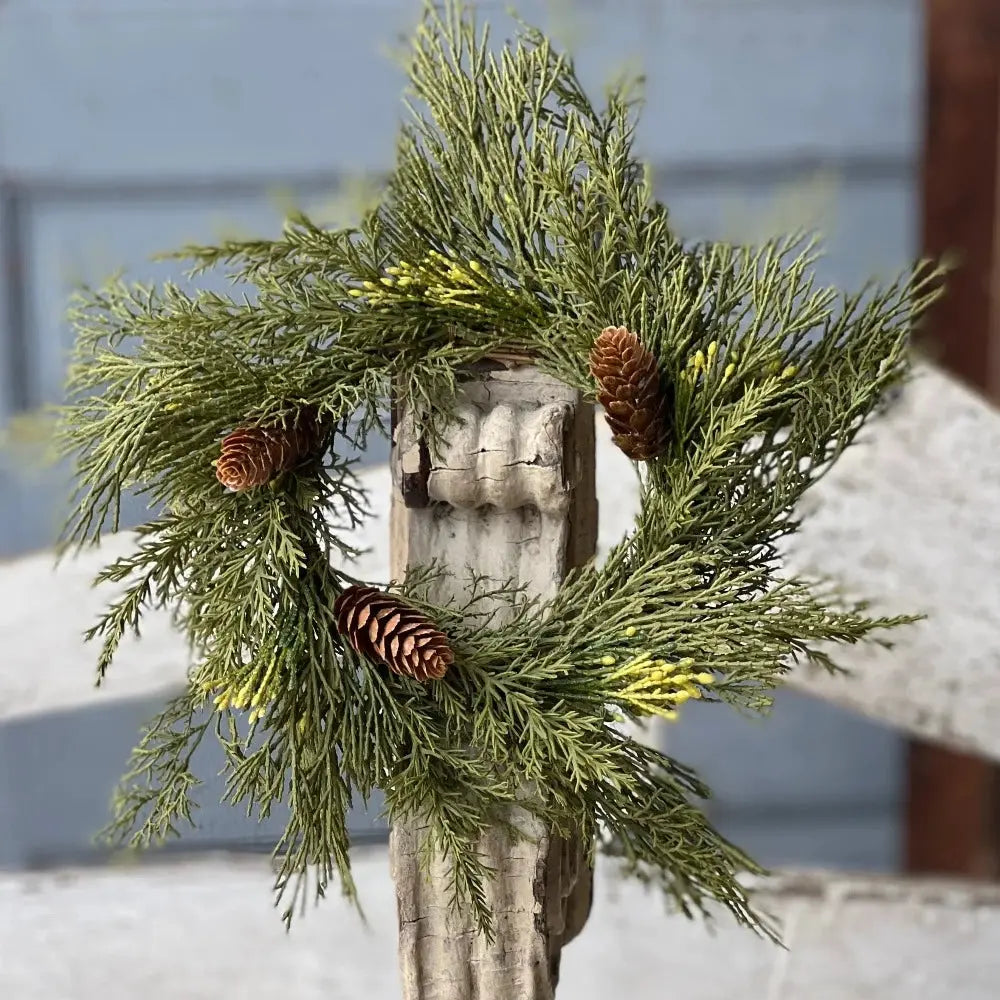 Home Smith Alpine Cedar Mini Wreaths | Candle Rings Lancaster Home Holiday Candle Rings