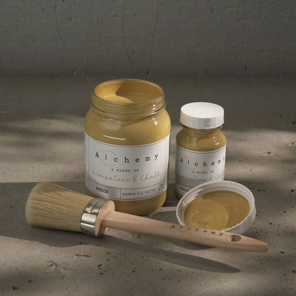 Alchemy Limestone and Chalk Furniture Paint by Fusion in Amber at Home Smith