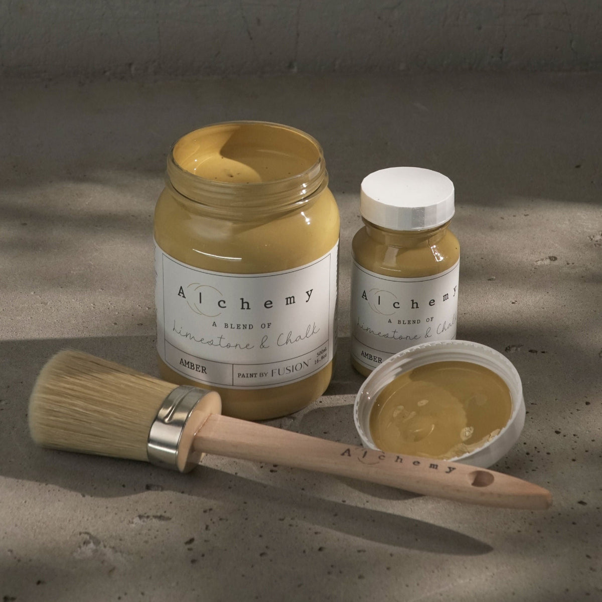 Alchemy Limestone and Chalk Furniture Paint by Fusion in Amber at Home Smith