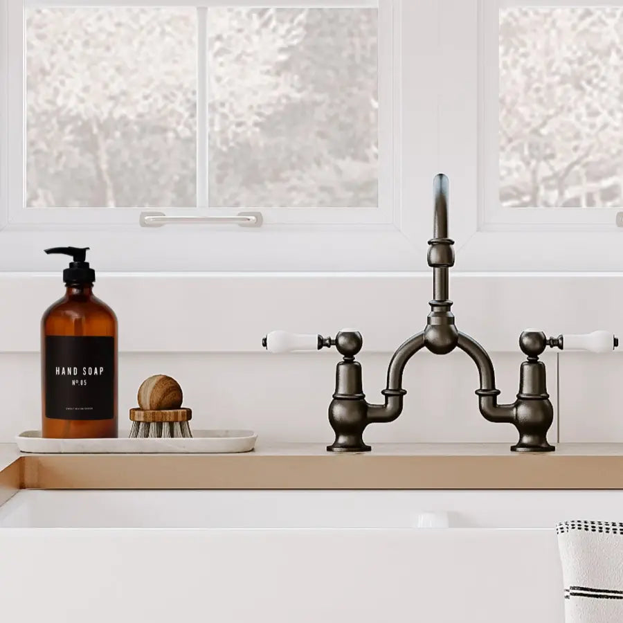 Amber Glass Hand Soap Dispenser - Home Smith
