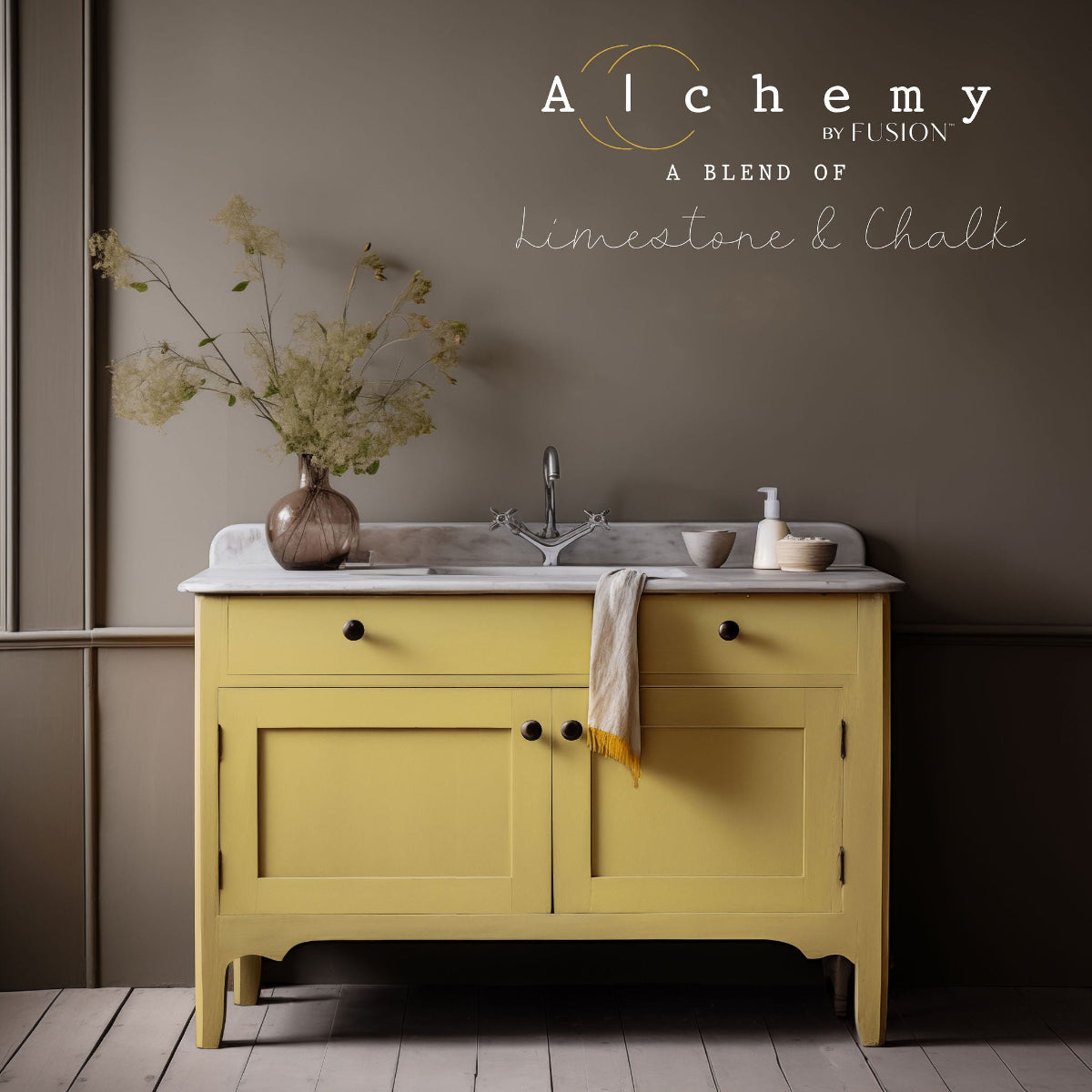Alchemy Limestone and Chalk Furniture Paint by Fusion in Amber at Home Smith