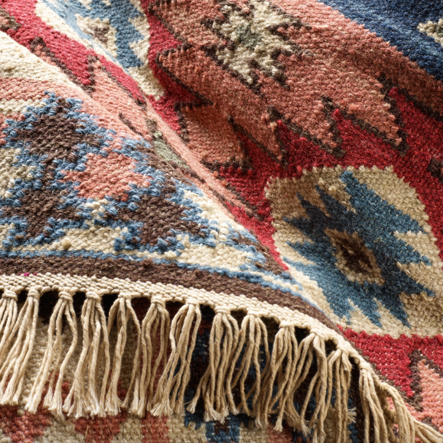 Tapis en laine naturelle tissée à la main Rufus Stone Kilim