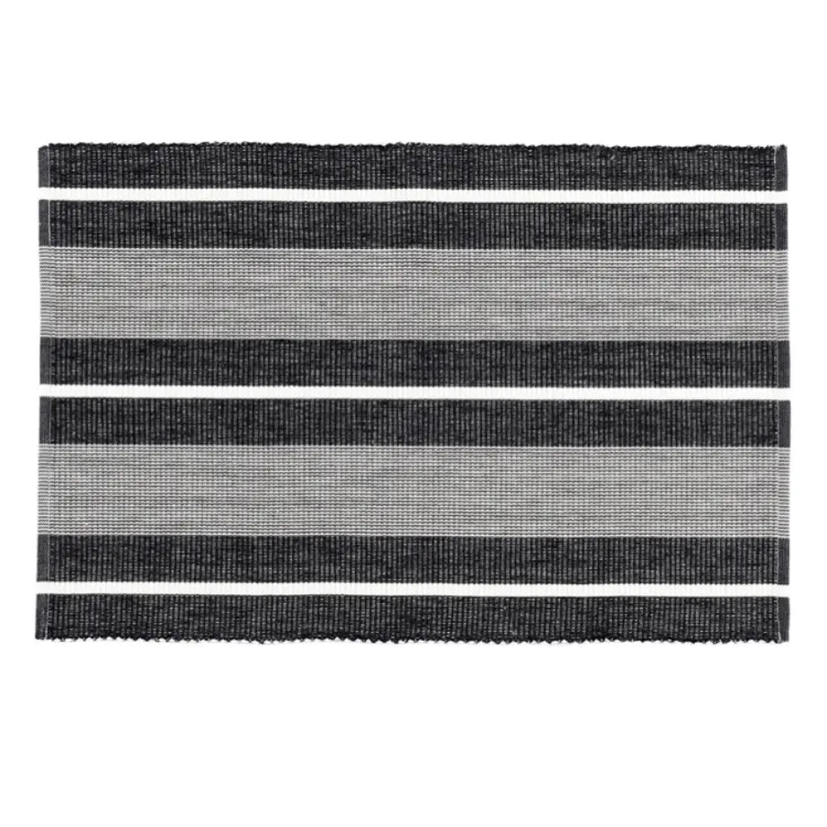 Home Smith Berkeley Stripe Black Placemat - Set of 4 Annie Selke Placemats and Tablerunners
