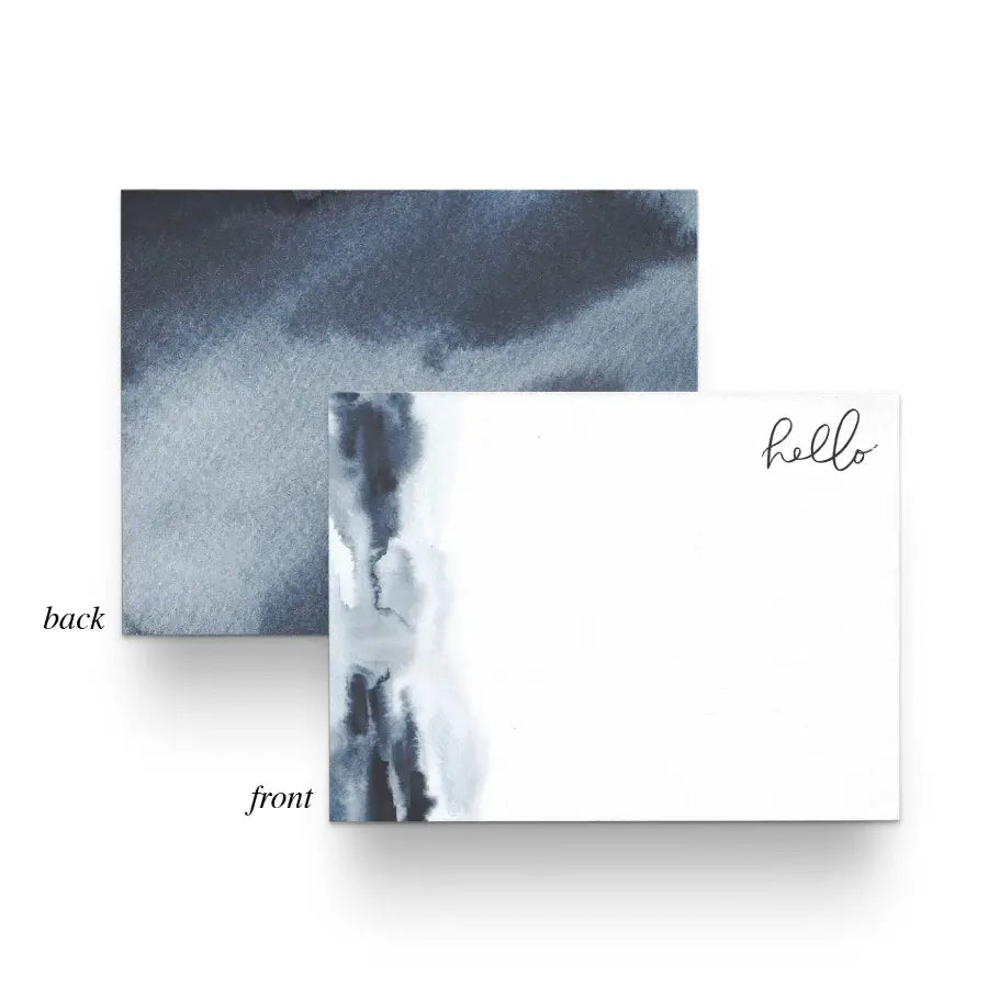 Blue Watercolour 'Hello' Flat Notecards - Home Smith