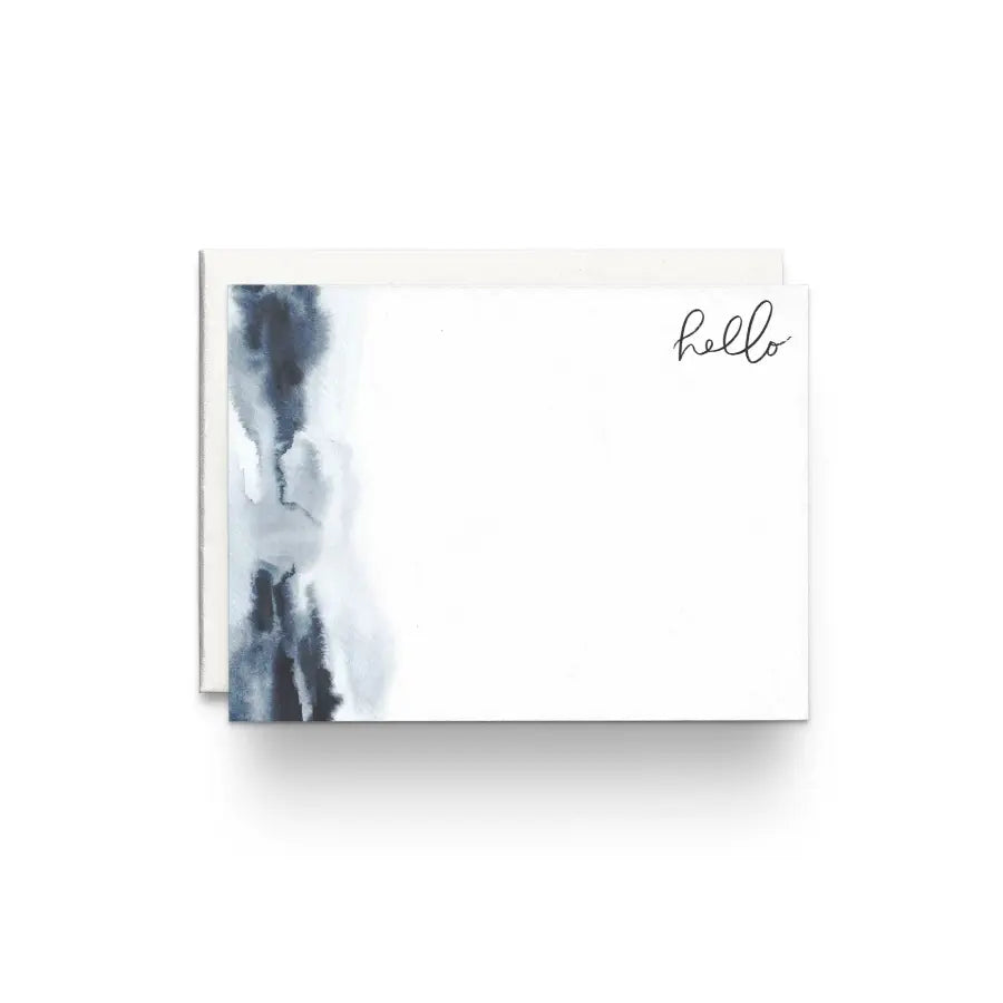 Blue Watercolour 'Hello' Flat Notecards - Home Smith