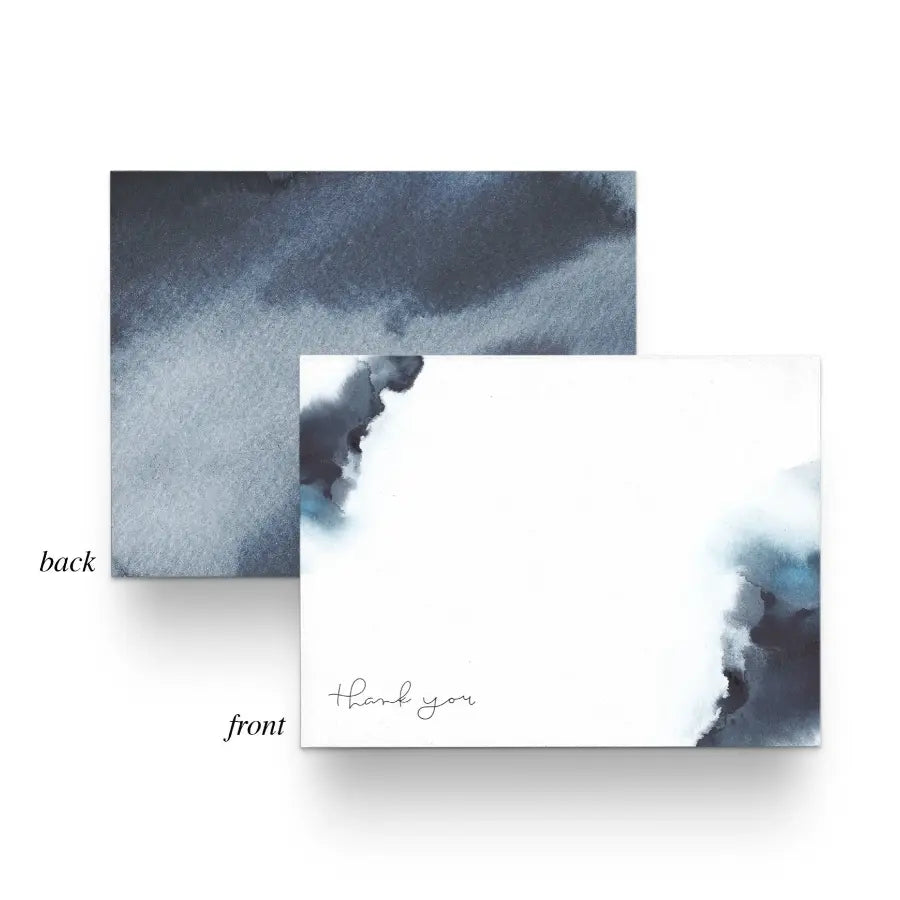 Blue Watercolour 'Thank You' Flat Notecards - Home Smith