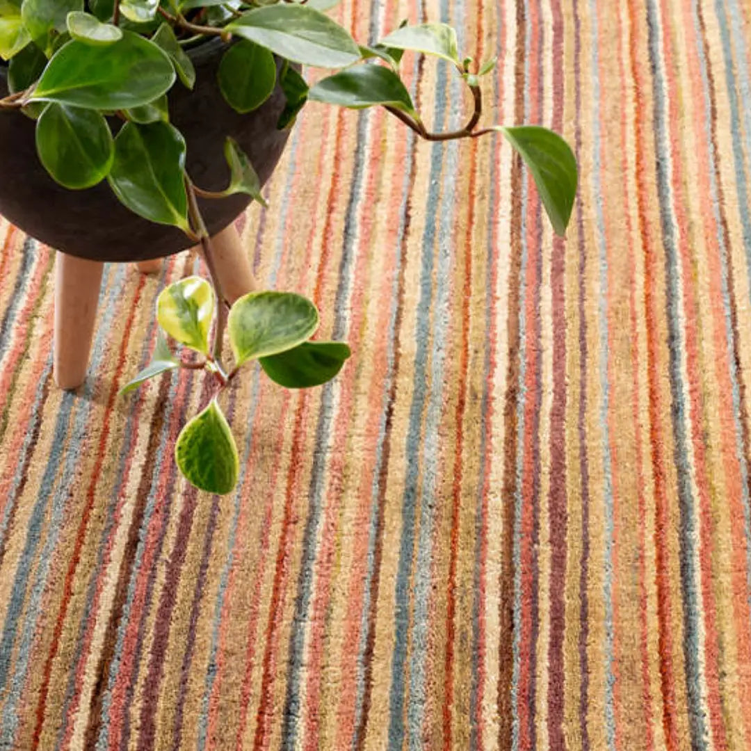 Brindle Stripe Spice Loom Knotted Wool Rug - Home Smith