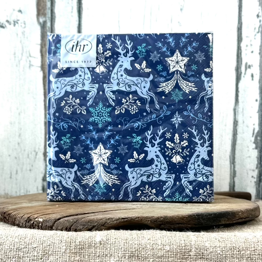 Christmas Ornaments Paper Napkins in Royal blue at Home Smith