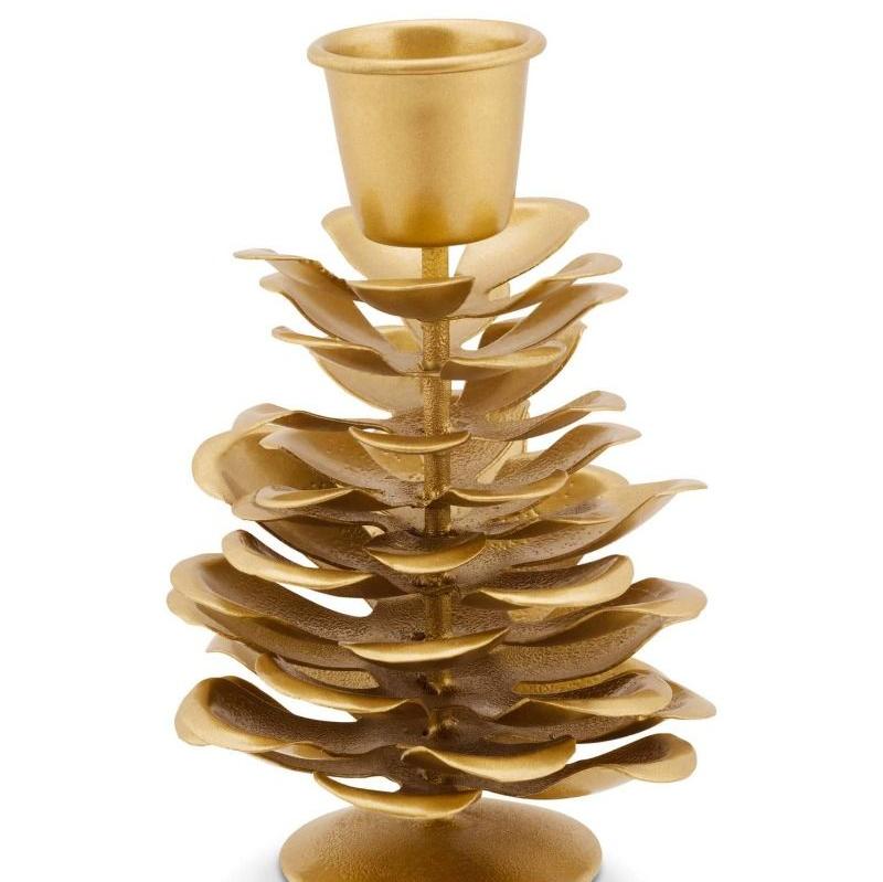Candle Holder Pinecone Gold at Home Smith