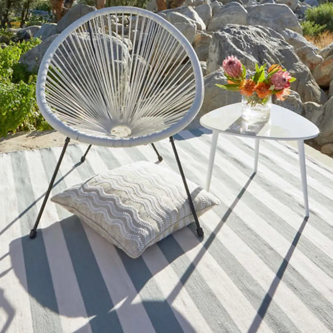 Catamaran Stripe Light Blue/Ivory Indoor/Outdoor Rug - Home Smith