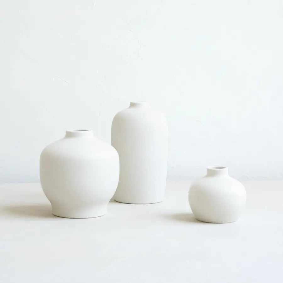 Ceramic Blossom Vases in Matte White - Home Smith