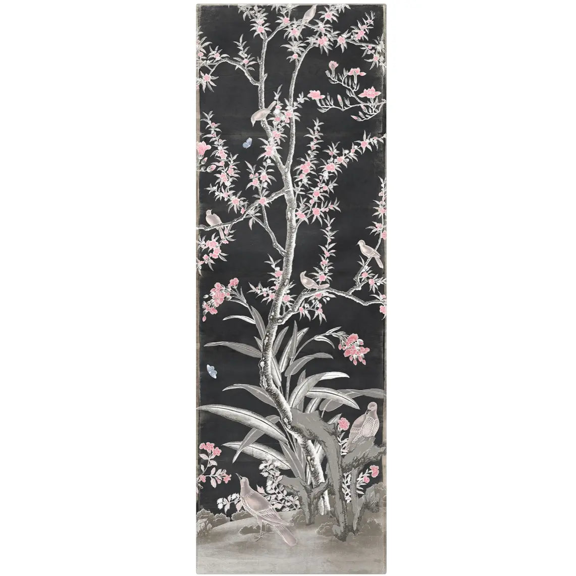 Chinoiserie Panels C. 1890 in Charcoal - Gallery Wrap - Home Smith