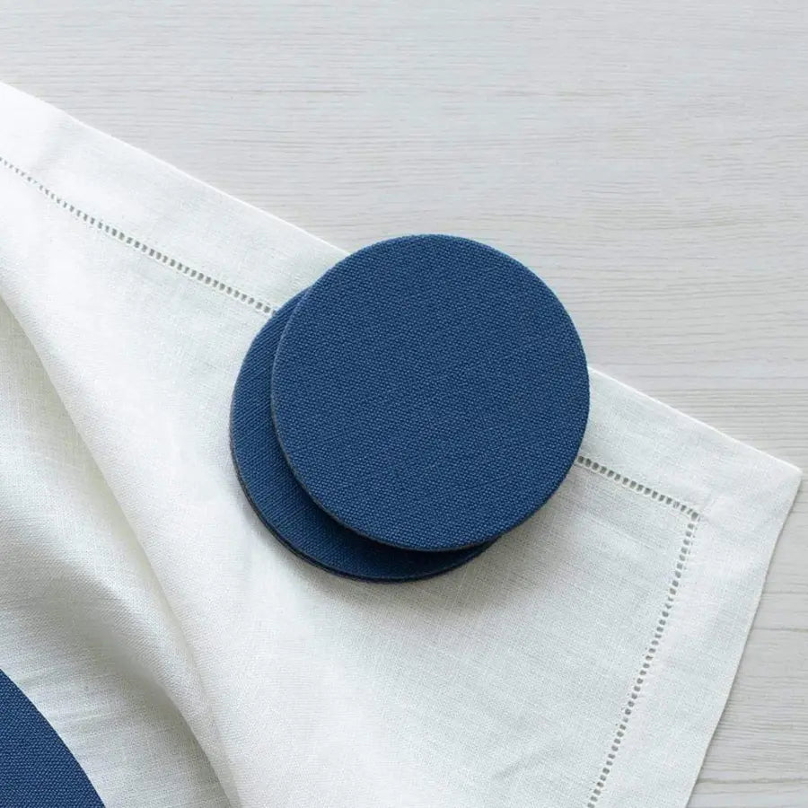 Classic Canvas Felt-Backed Coasters in Navy - Box of 8 - Home Smith