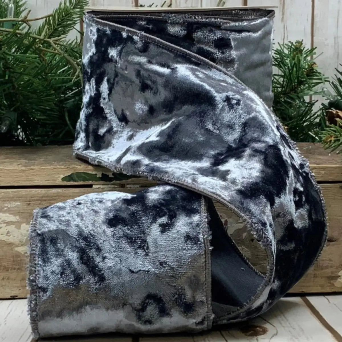 Crushed Velvet Ribbon in Pewter - Home Smith