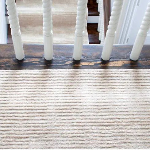 Cut Stripe Hand Knotted Viscose/Wool Rug - Ivory - Home Smith