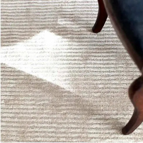 Cut Stripe Hand Knotted Viscose/Wool Rug - Ivory - Home Smith