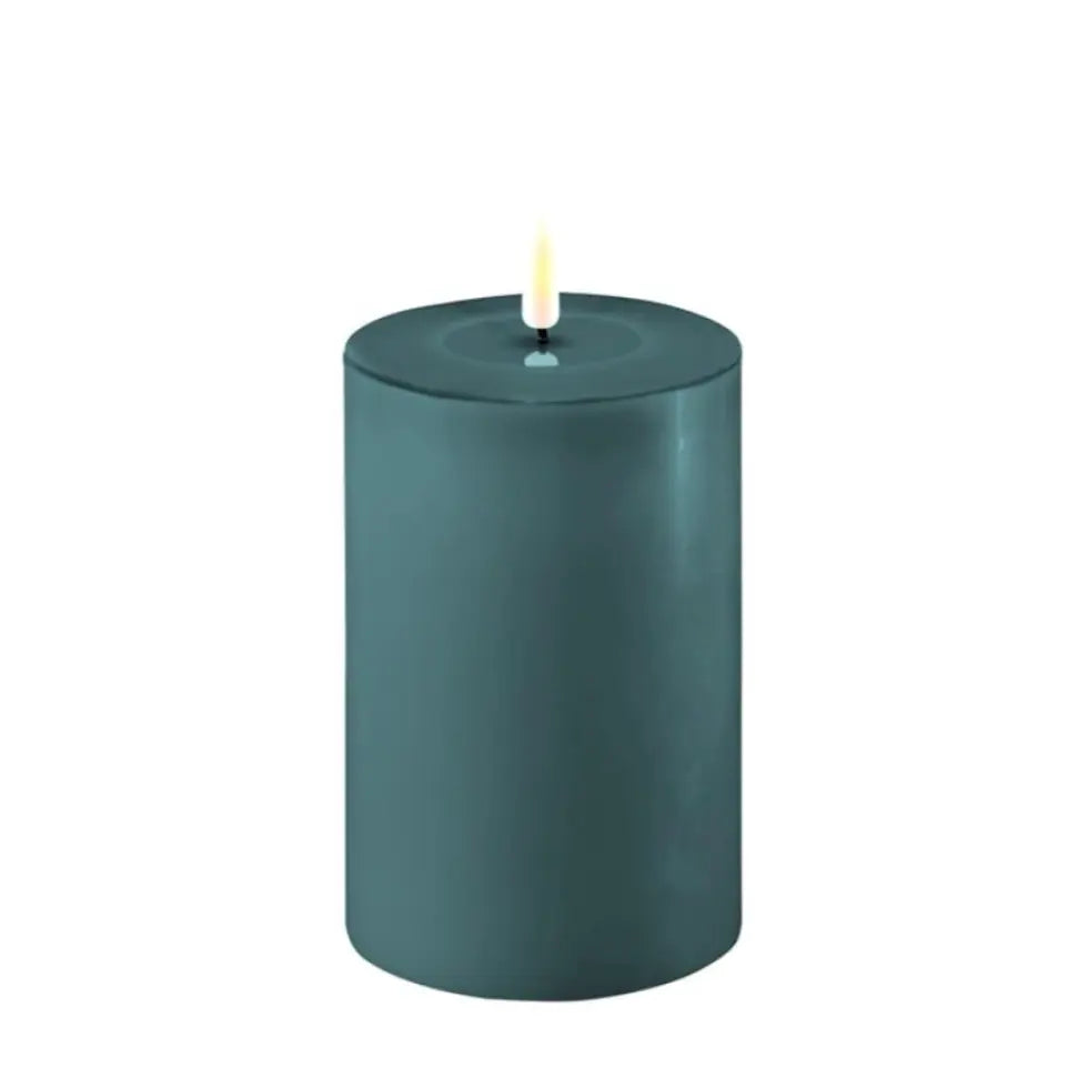 LED Pillar Candles in Jade Green