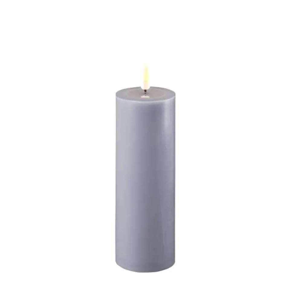 Home Smith Deluxe LED Flameless Pillar Candles in Dust Blue Koppers Flameless Candles